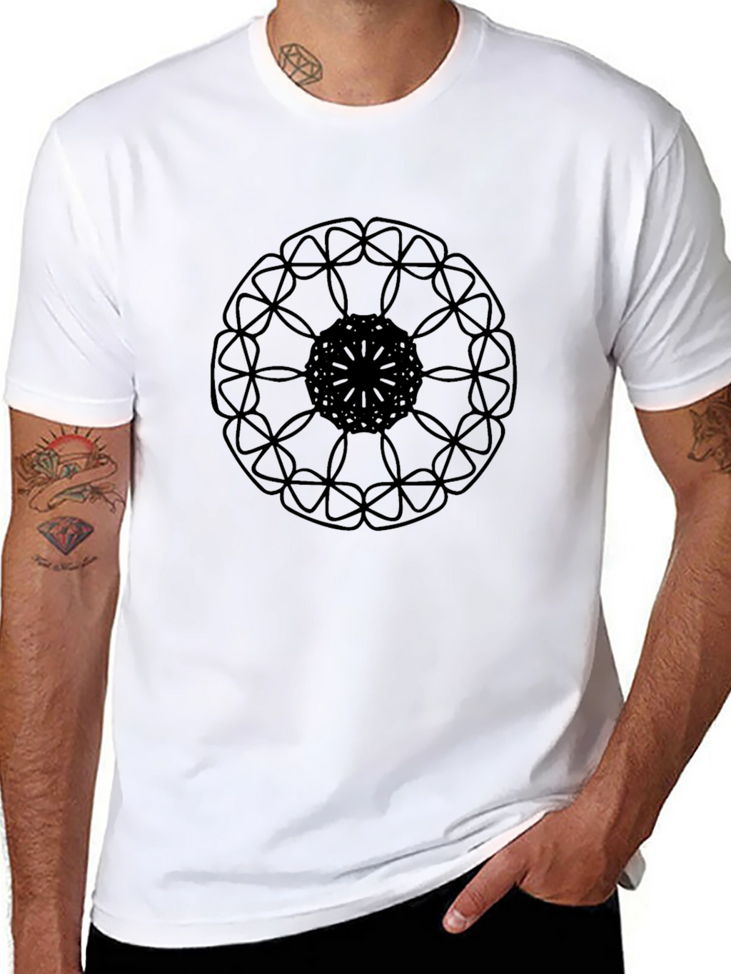 Black Mandala Graphic Tee - Modern Style