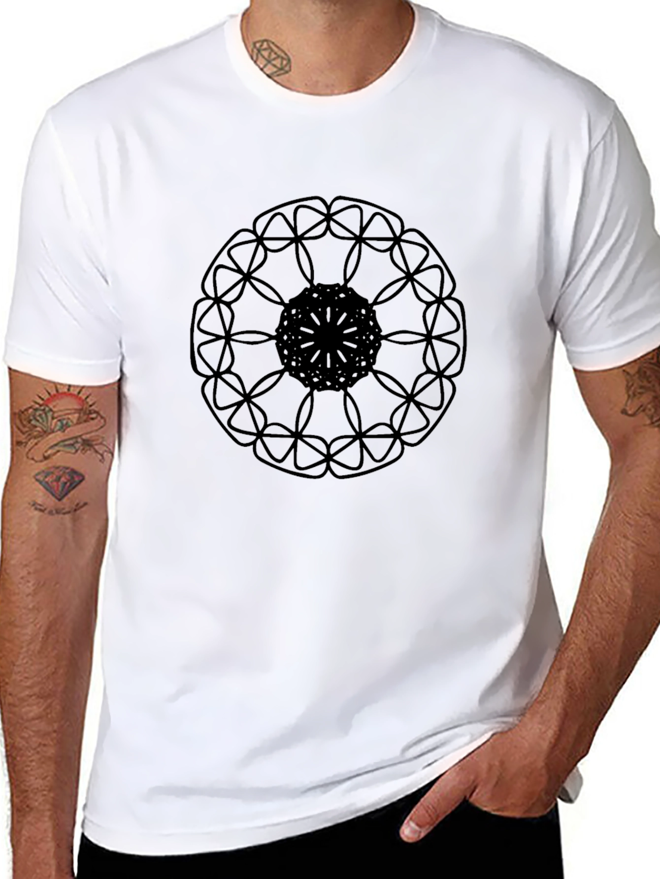 Black Mandala Graphic Tee - Modern Style