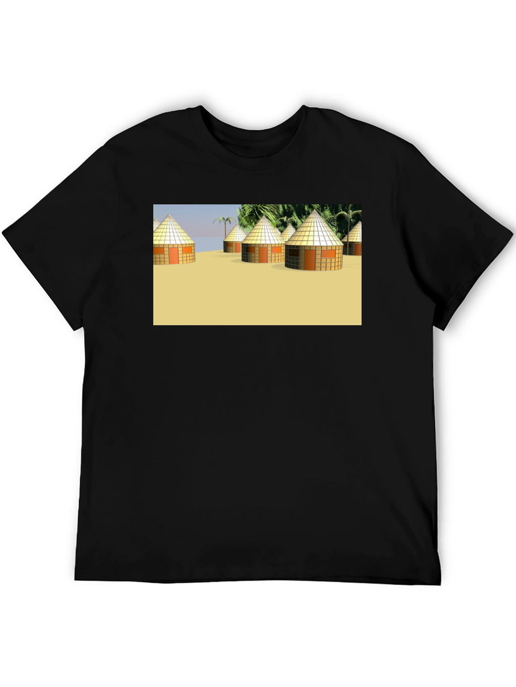 Island Hut Graphic Tee - Black Unisex T-Shirt