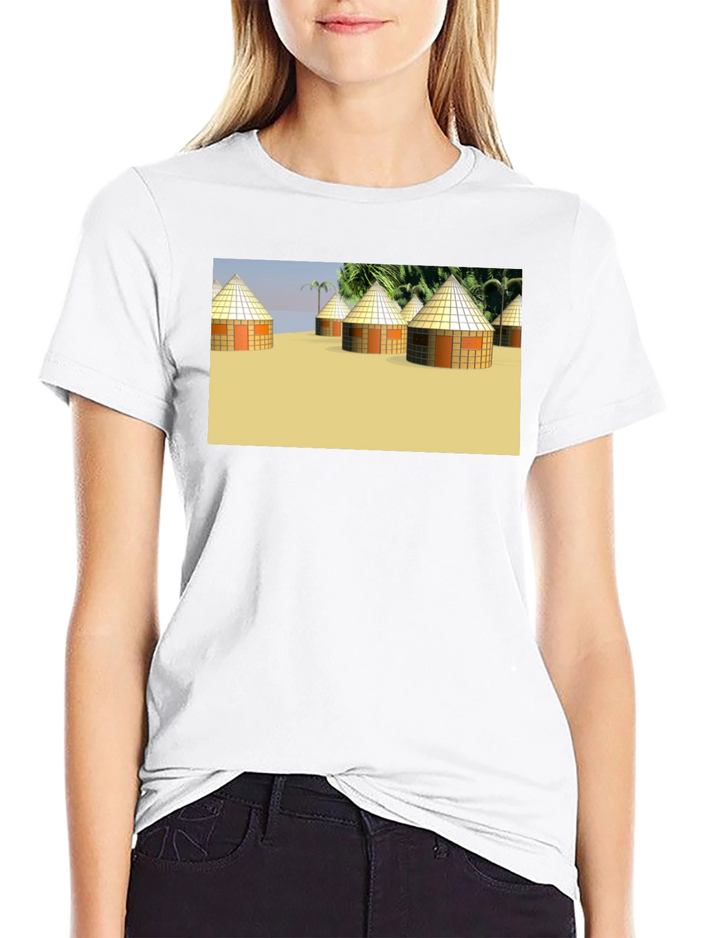 Island Hut Graphic Tee - Black Unisex T-Shirt