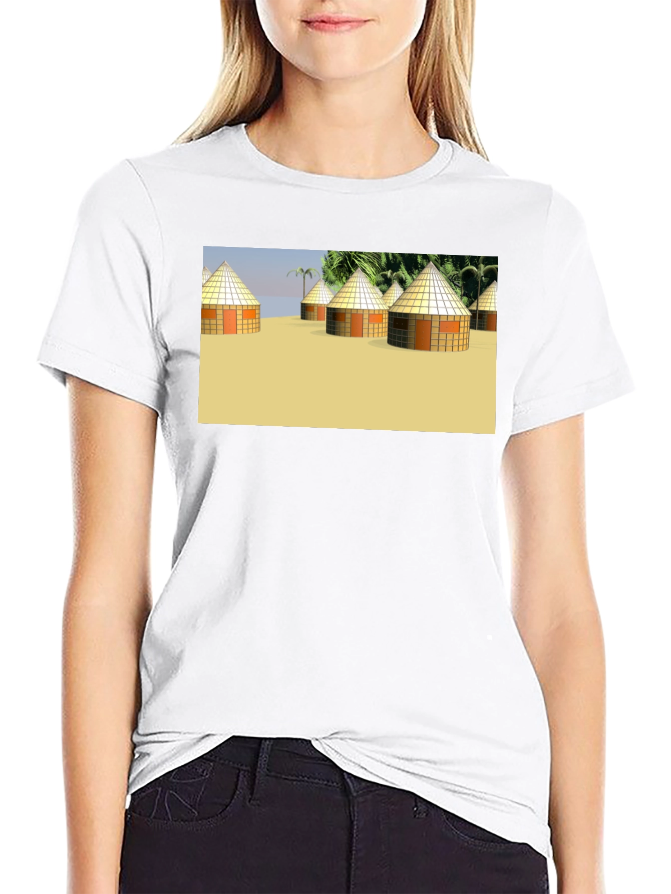 Island Hut Graphic Tee - Black Unisex T-Shirt