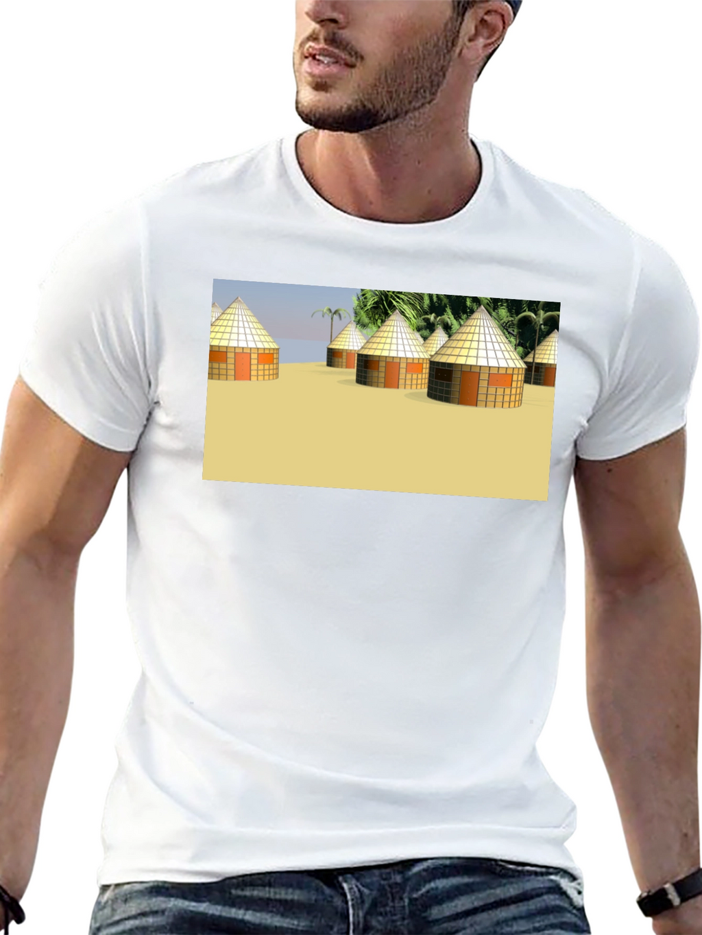Island Hut Graphic Tee - Black Unisex T-Shirt