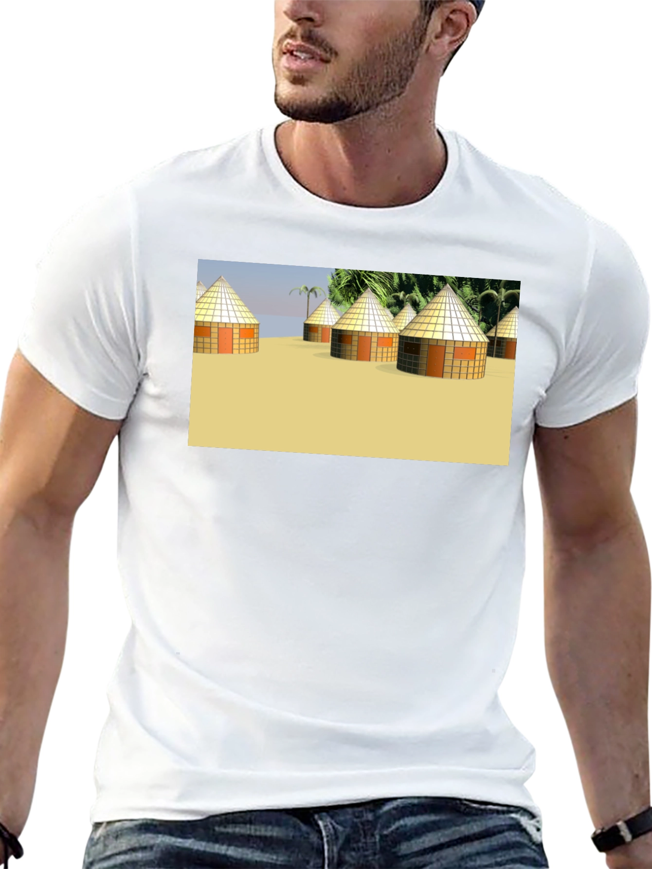 Island Hut Graphic Tee - Black Unisex T-Shirt