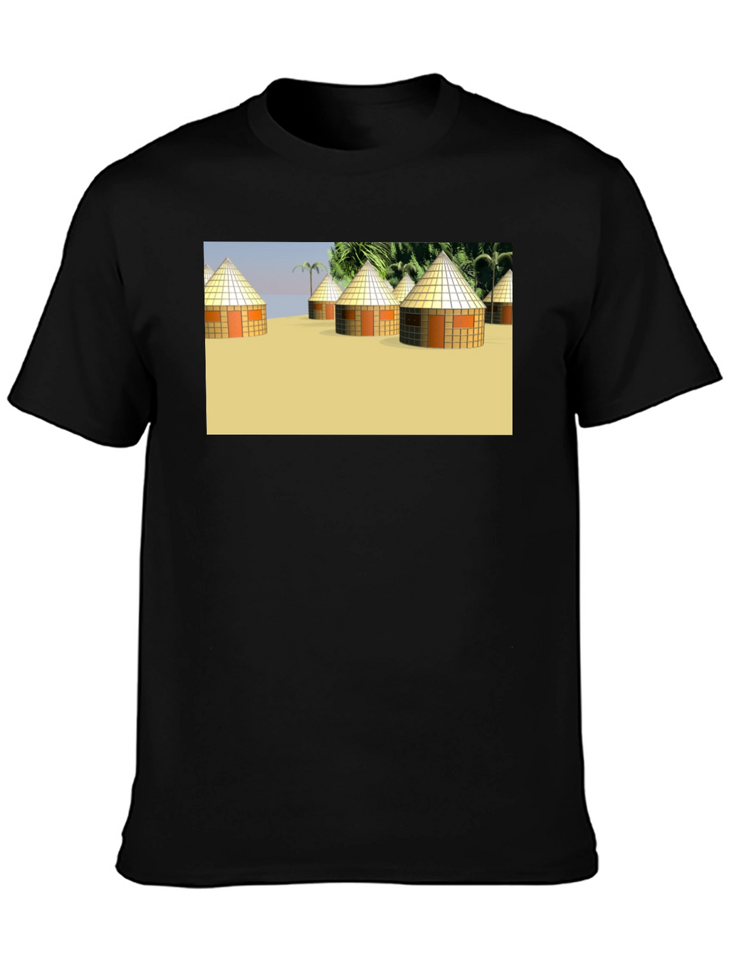 Island Hut Graphic Tee - Black Unisex T-Shirt
