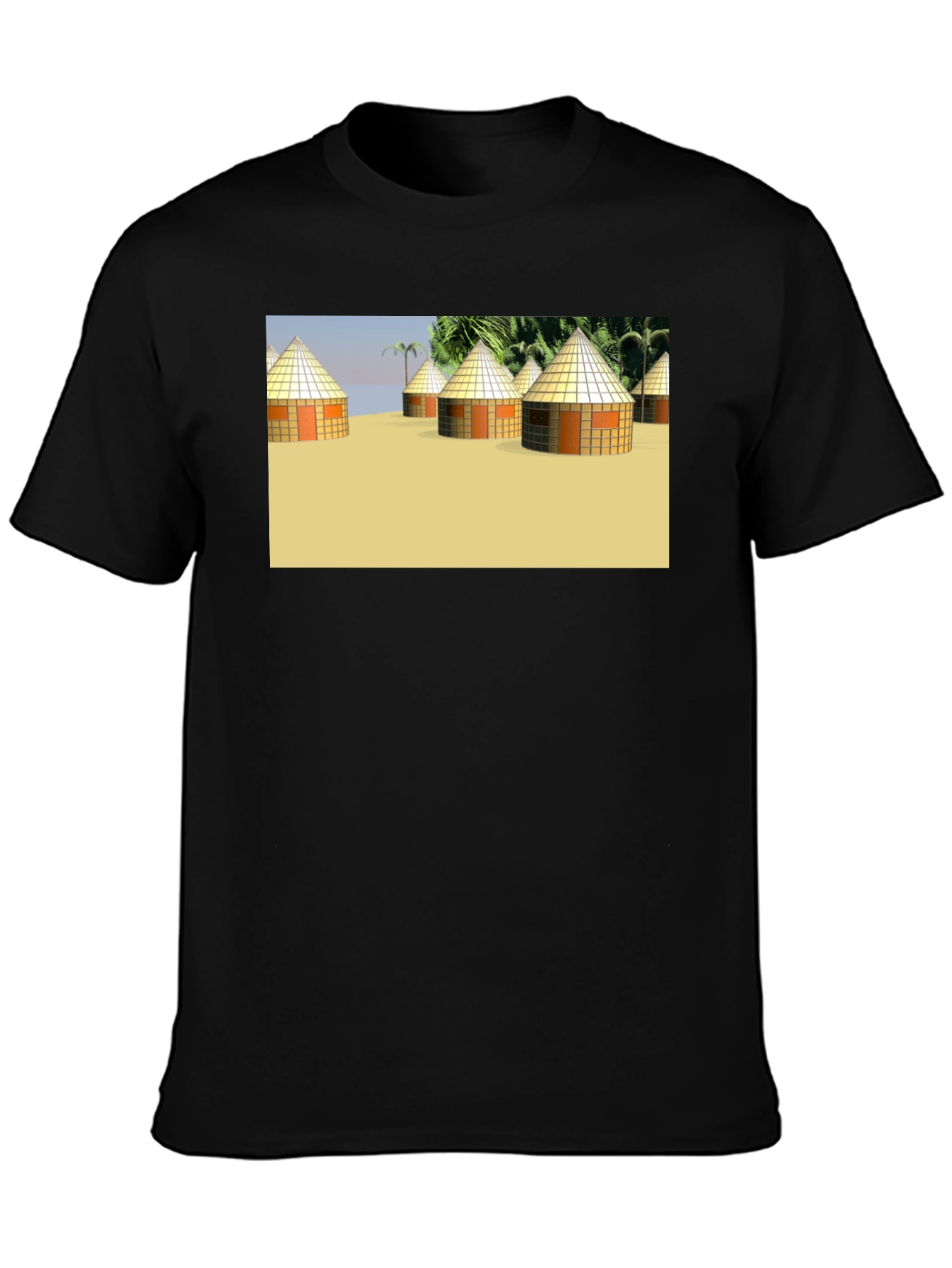 Island Hut Graphic Tee - Black Unisex T-Shirt