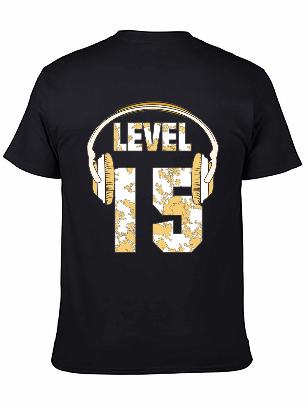 Level 15 Gamer T-Shirt with Headphone Graphic