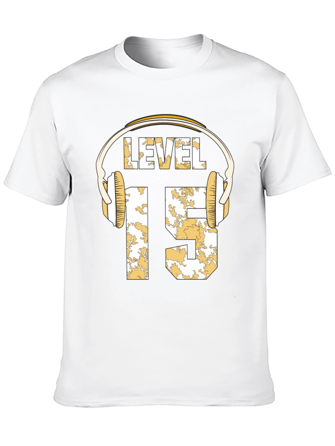 Level 15 Gamer T-Shirt with Headphone Graphic
