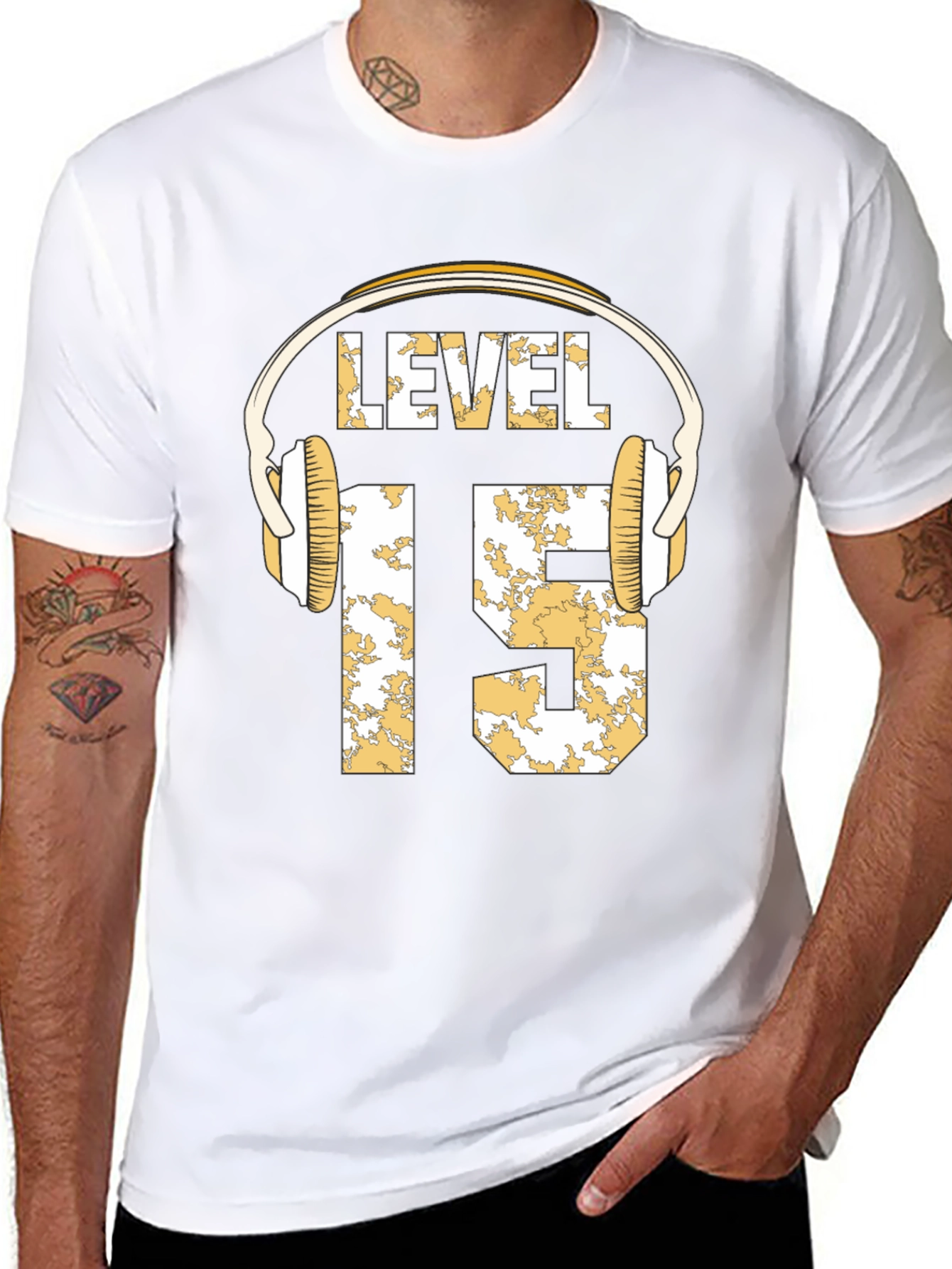 Level 15 Gamer T-Shirt with Headphone Graphic