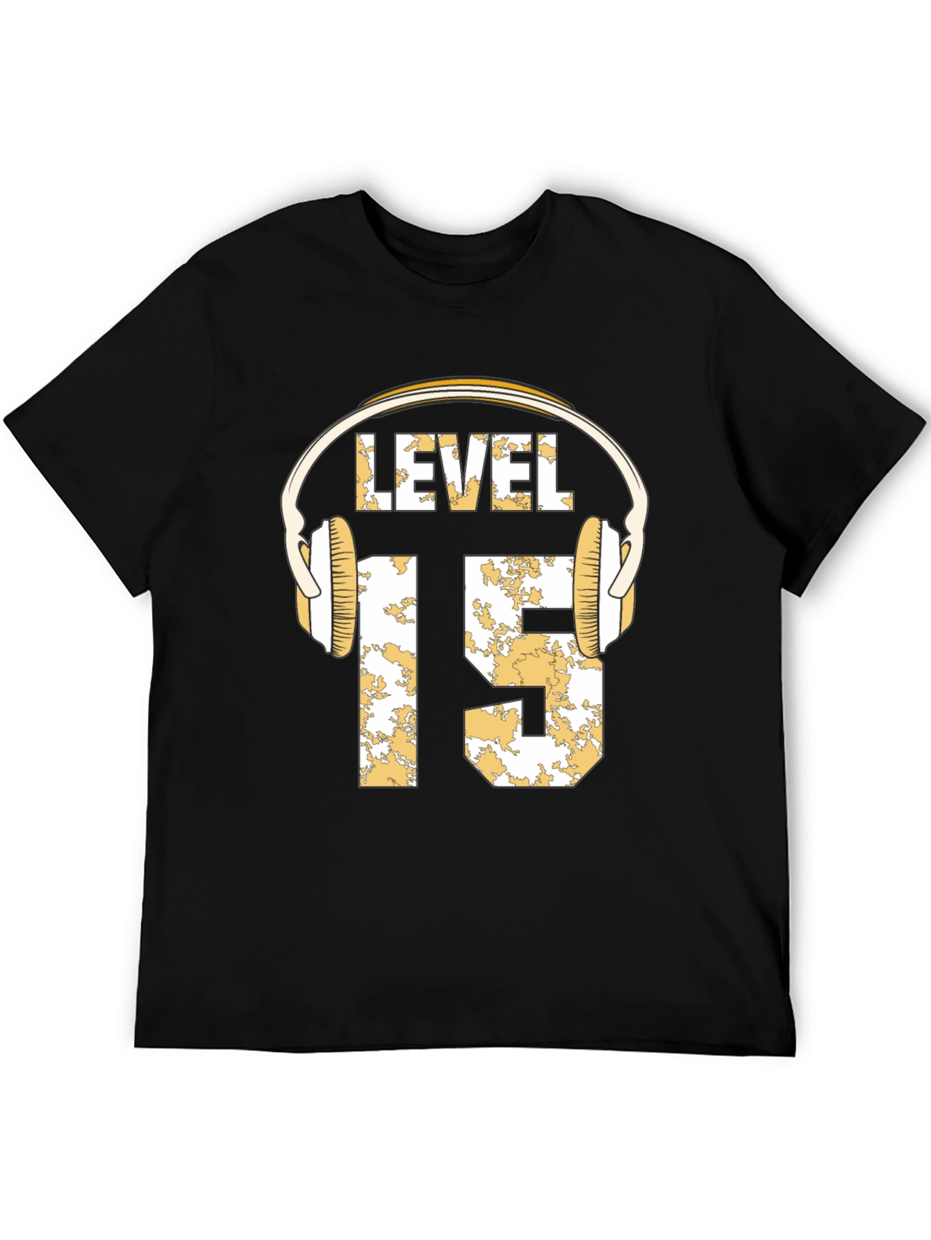 Level 15 Gamer T-Shirt with Headphone Graphic