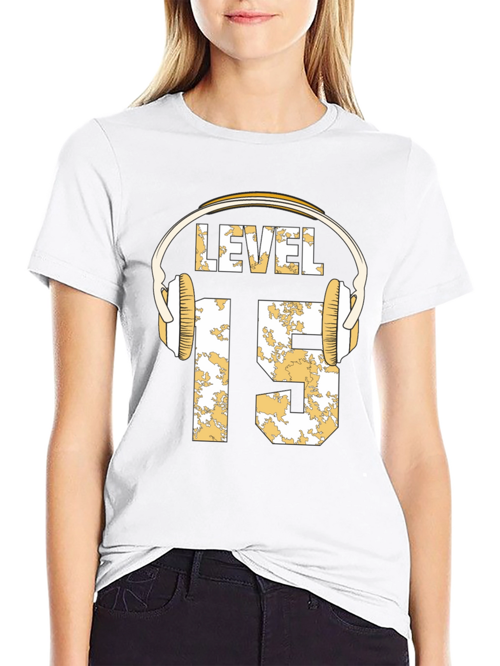 Level 15 Gamer T-Shirt with Headphone Graphic