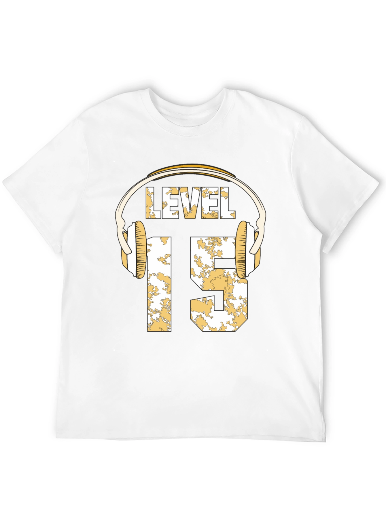 Level 15 Gamer T-Shirt with Headphone Graphic