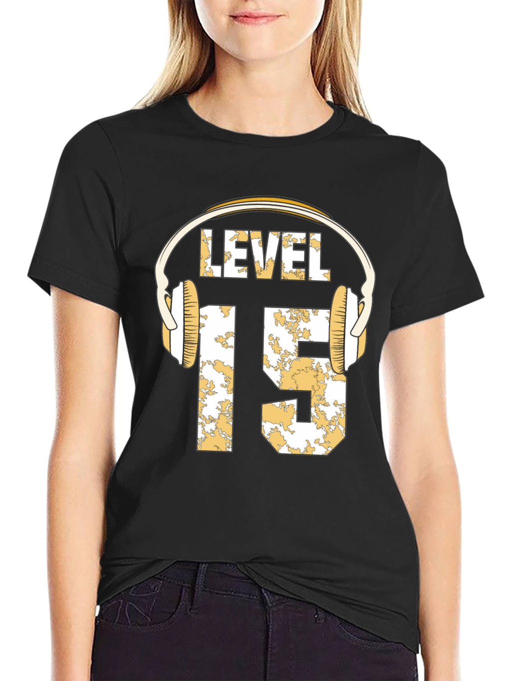 Level 15 Gamer T-Shirt with Headphone Graphic
