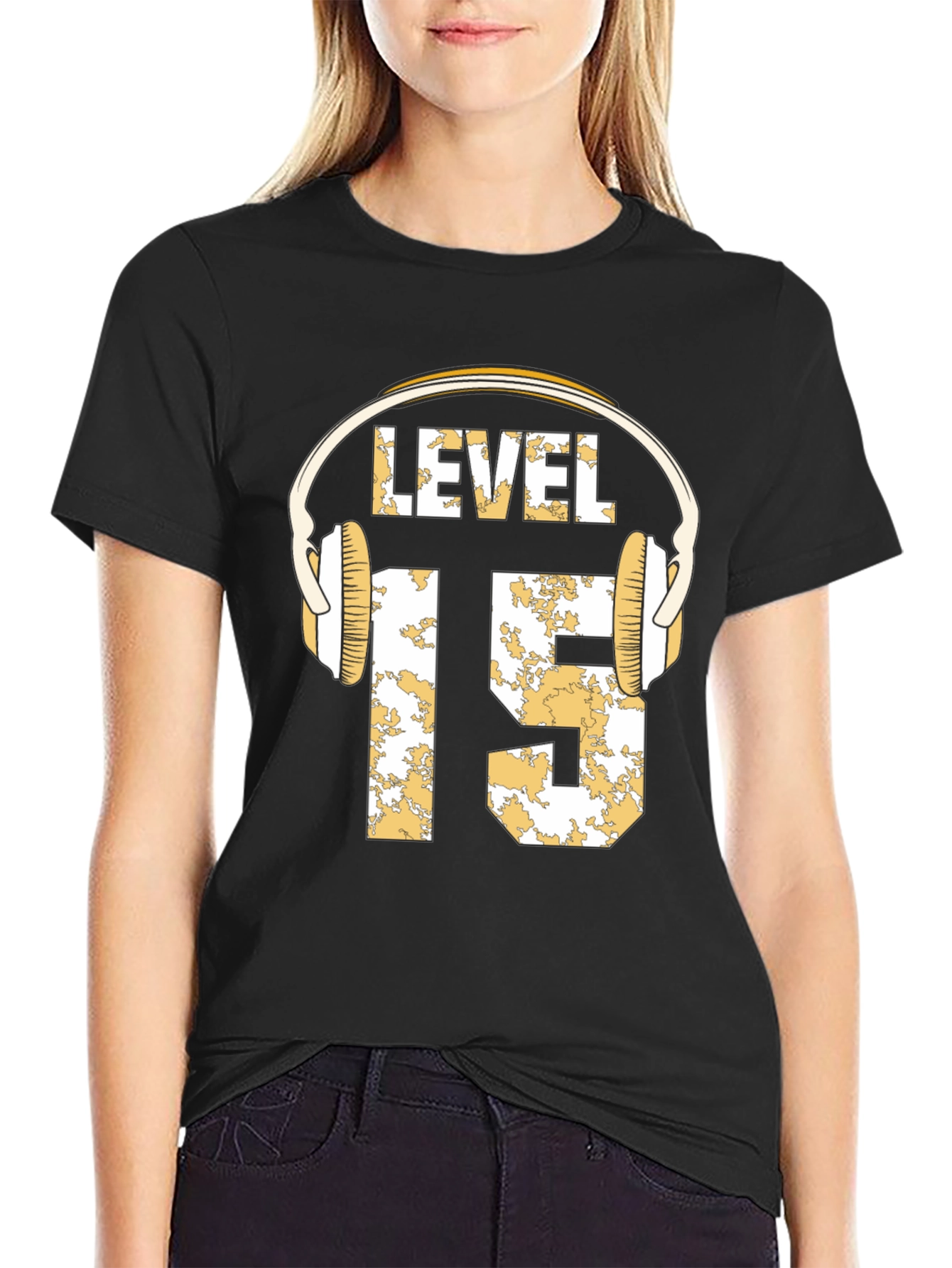 Level 15 Gamer T-Shirt with Headphone Graphic