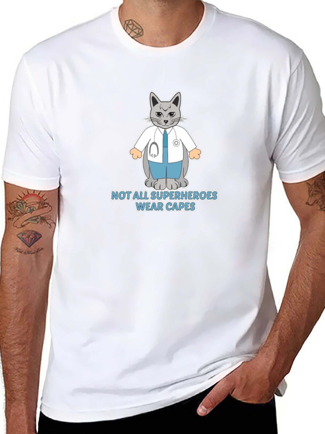 Doctor Cat T-Shirt - Not All Superheroes Wear Capes Tee
