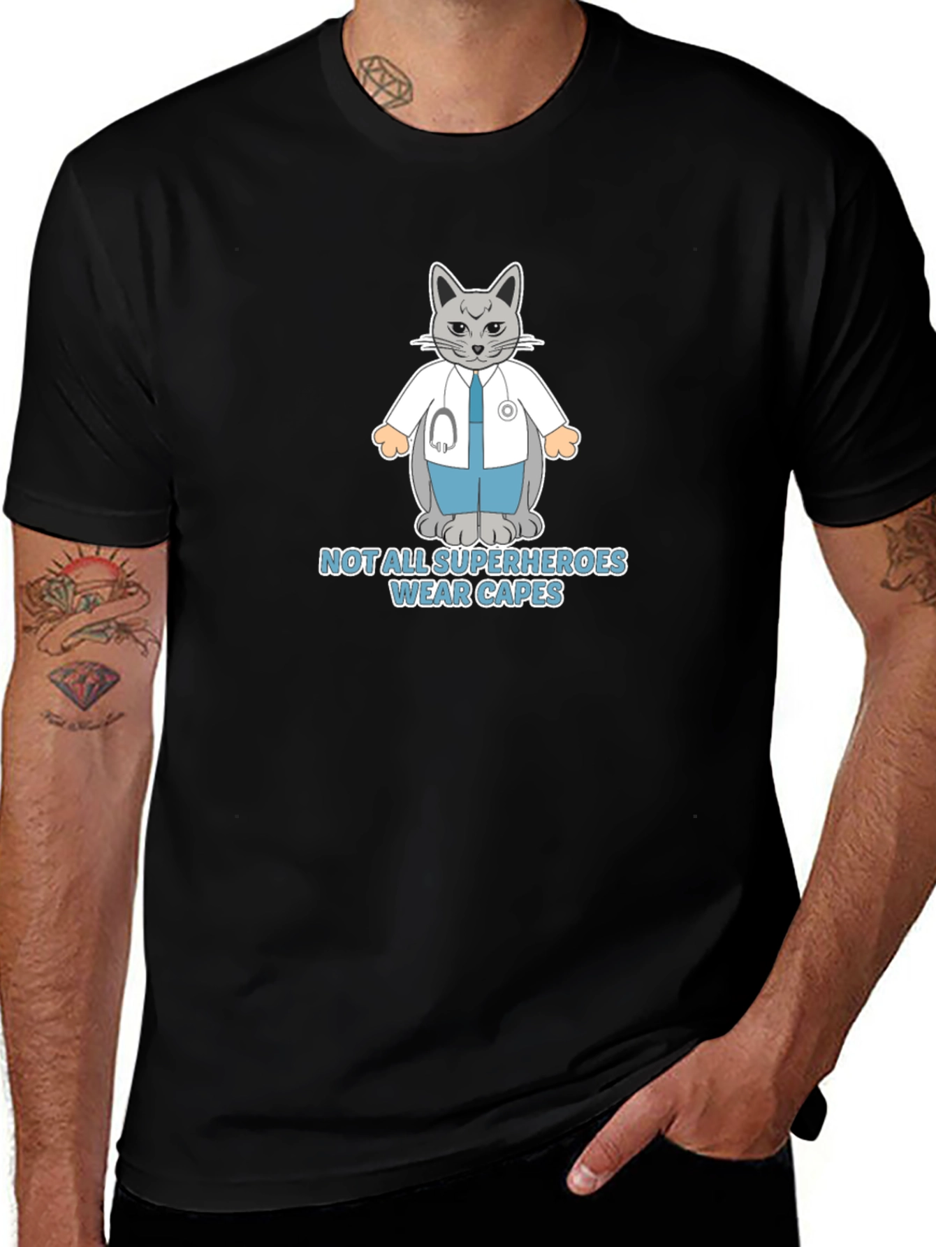 Doctor Cat T-Shirt - Not All Superheroes Wear Capes Tee