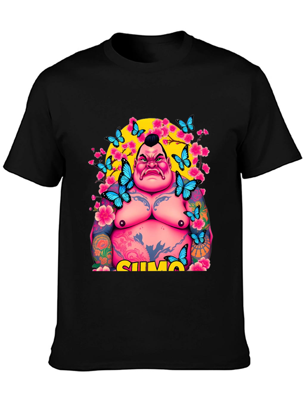 Sumo Wrestler Butterfly Graphic Tee