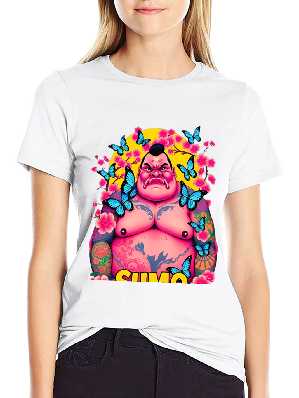 Sumo Wrestler Butterfly Graphic Tee