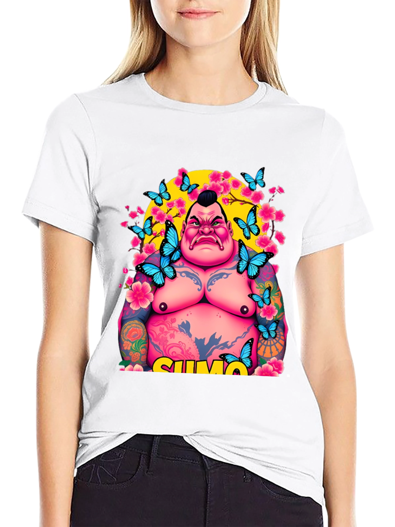 Sumo Wrestler Butterfly Graphic Tee