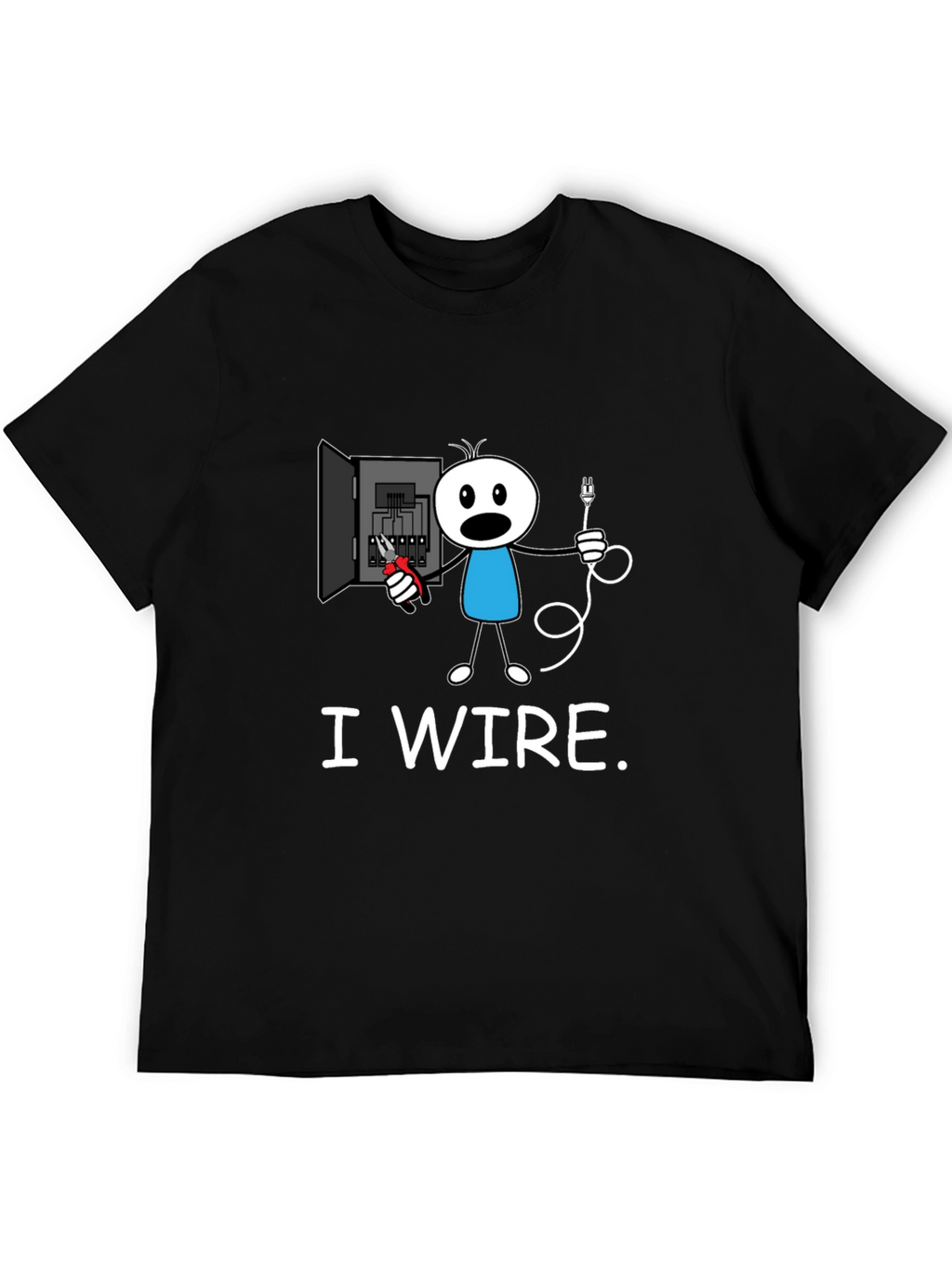 Funny I Wire. Electrician Stick Figure T-Shirt