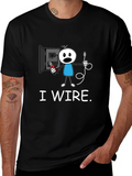 Funny I Wire. Electrician Stick Figure T-Shirt