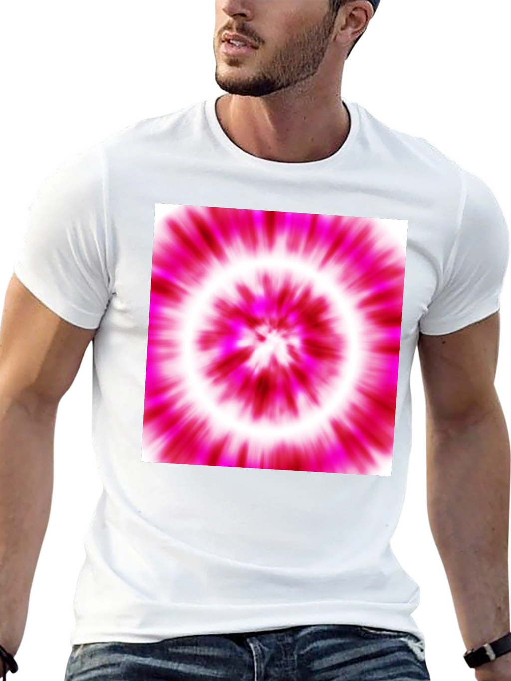 Pink Tie-Dye Graphic Black T-Shirt