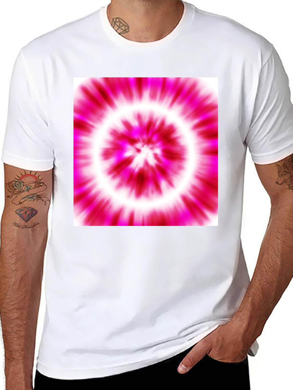 Pink Tie-Dye Graphic Black T-Shirt