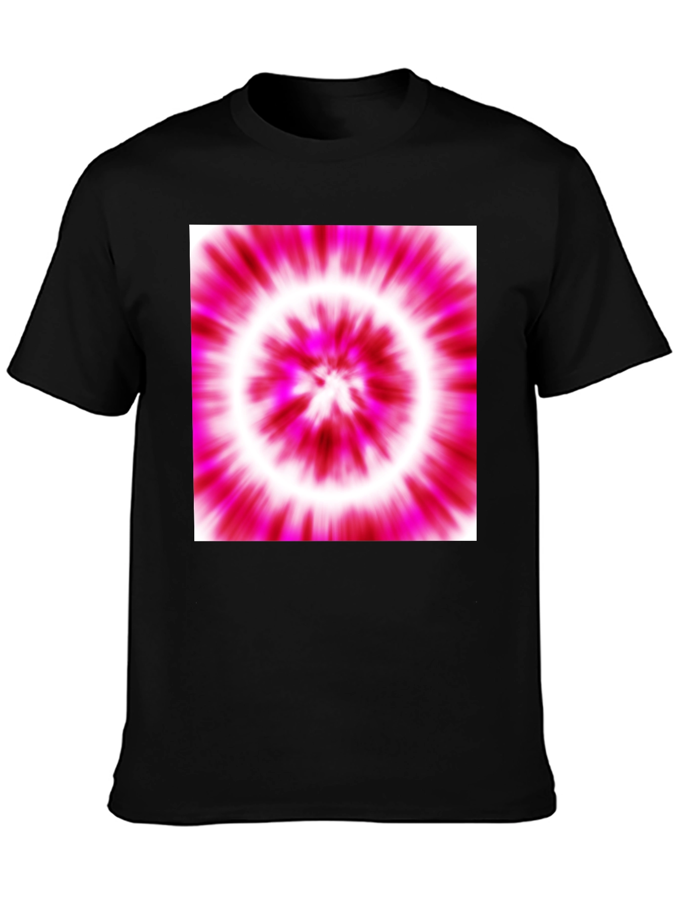Pink Tie-Dye Graphic Black T-Shirt