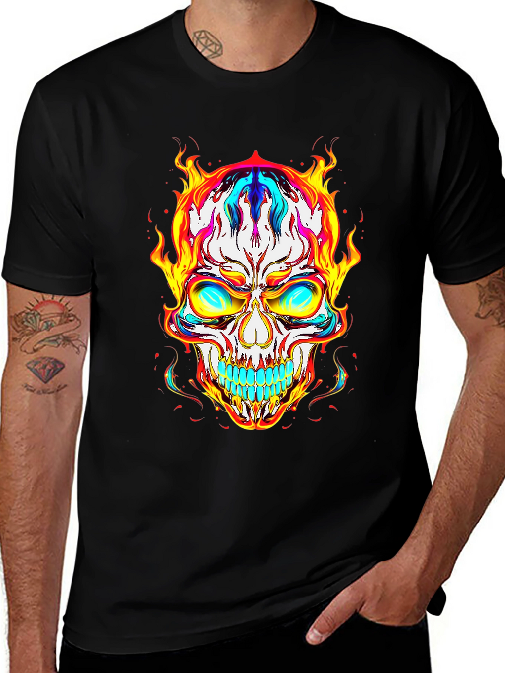 Fiery Skull Graphic Tee - Bold & Edgy Style
