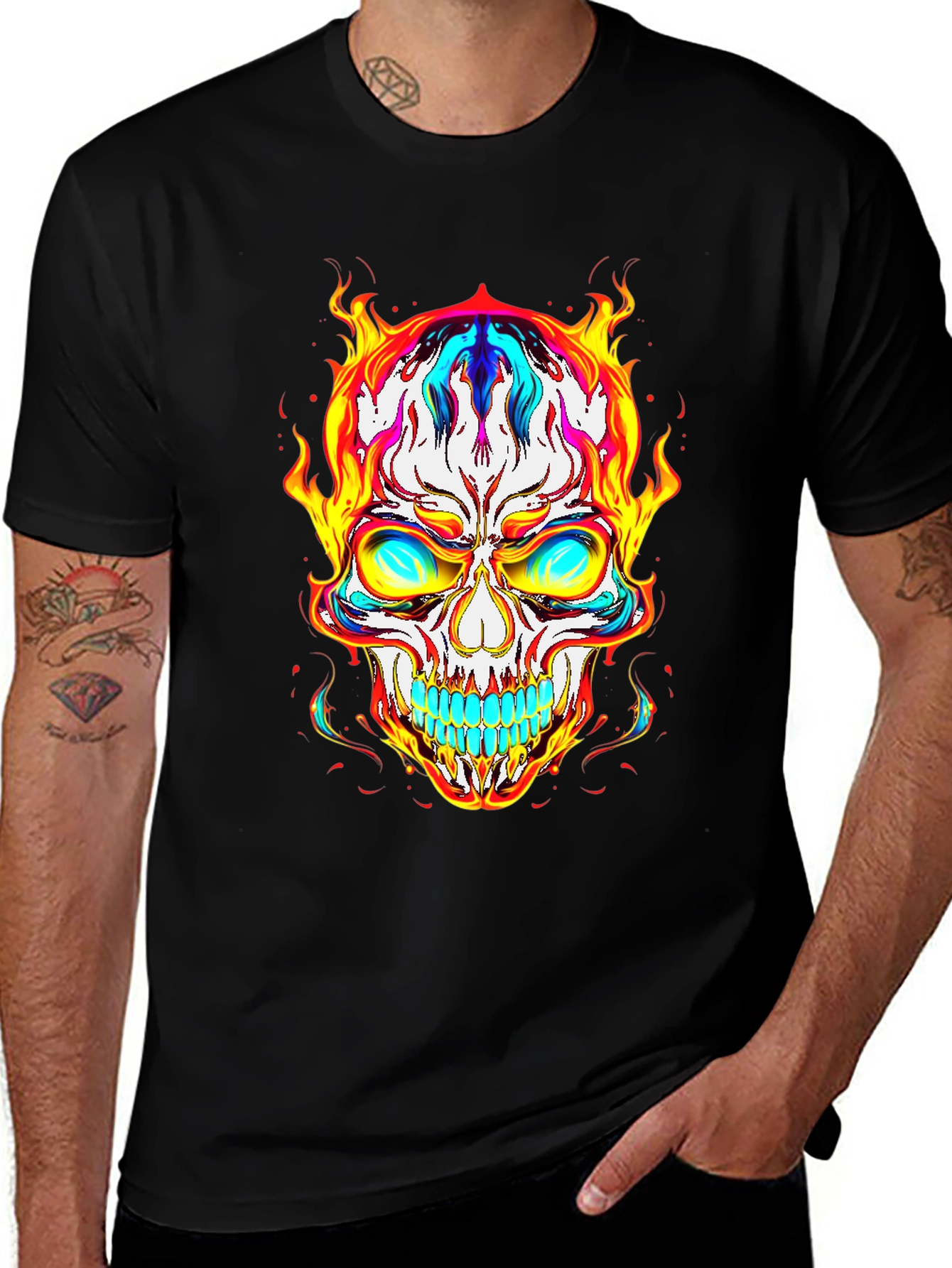 Fiery Skull Graphic Tee - Bold & Edgy Style