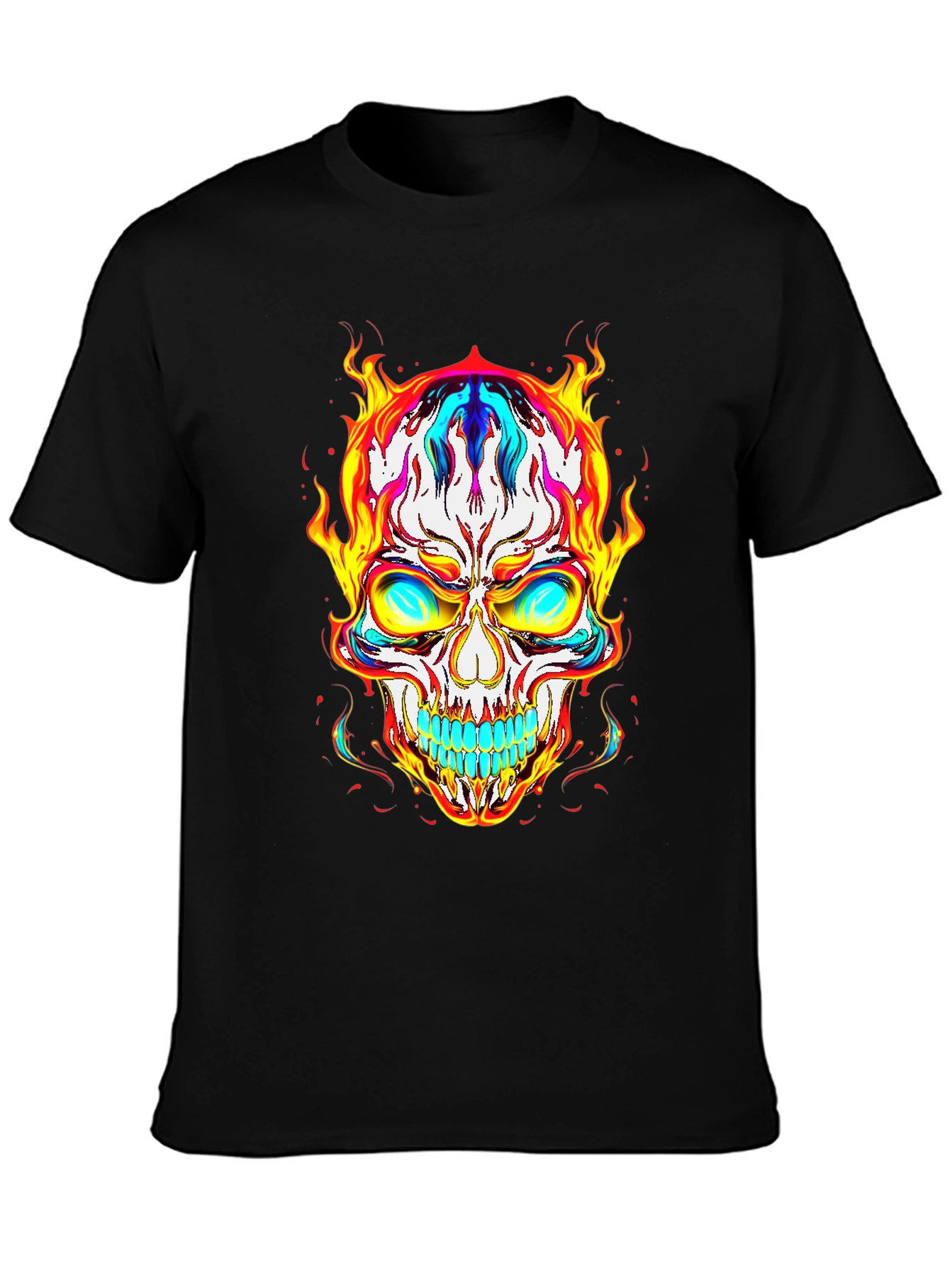 Fiery Skull Graphic Tee - Bold & Edgy Style