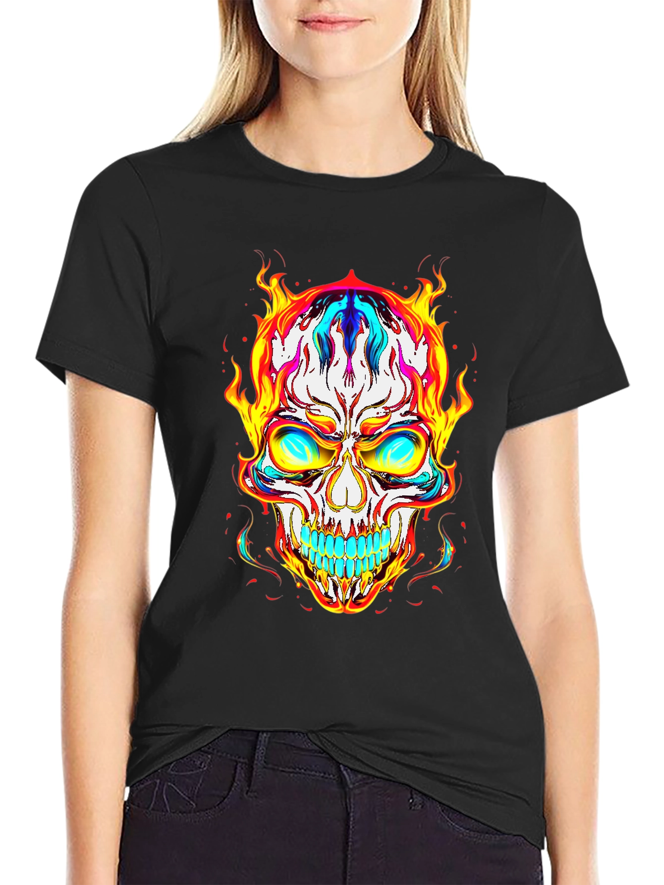 Fiery Skull Graphic Tee - Bold & Edgy Style