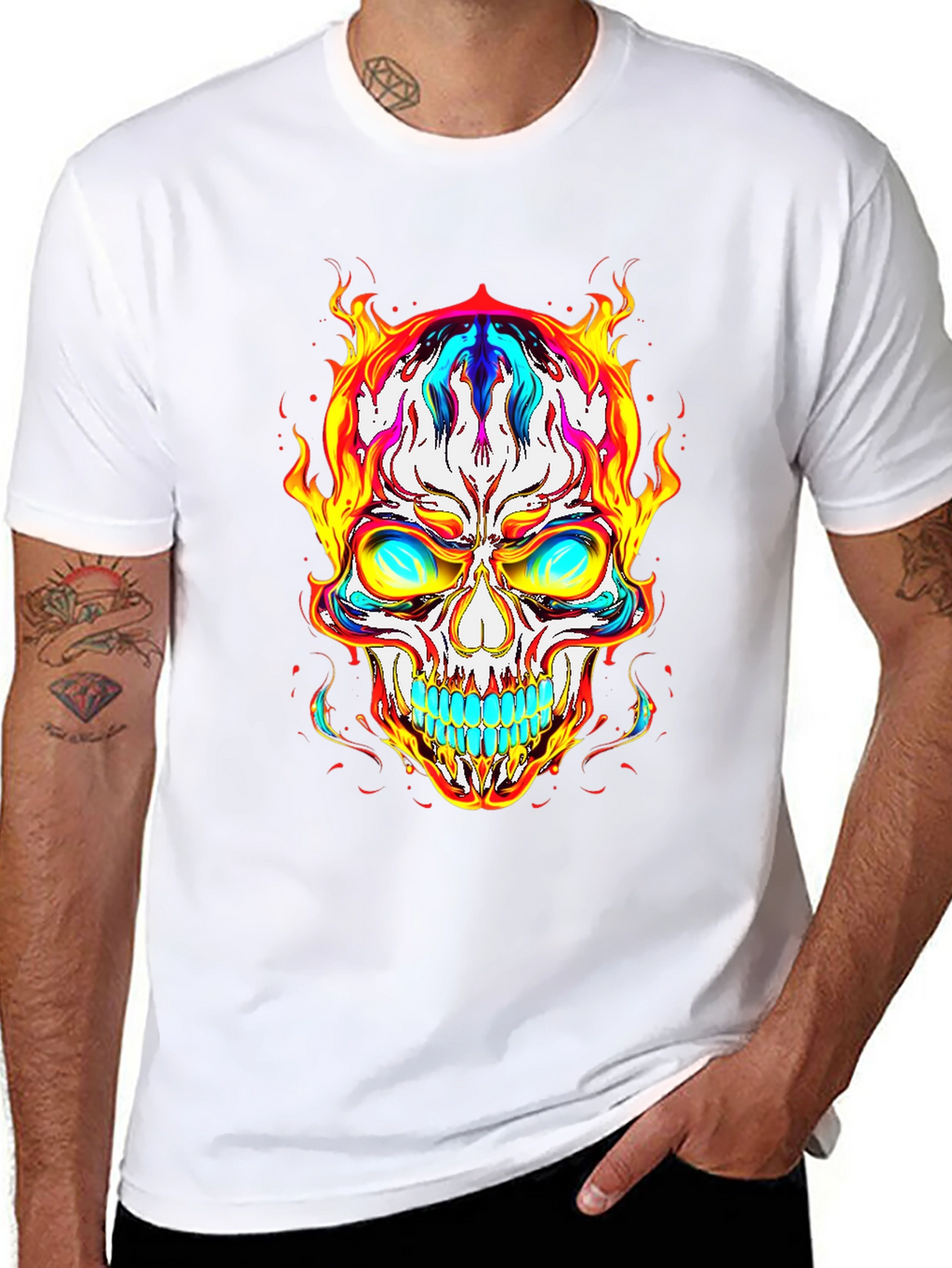 Fiery Skull Graphic Tee - Bold & Edgy Style