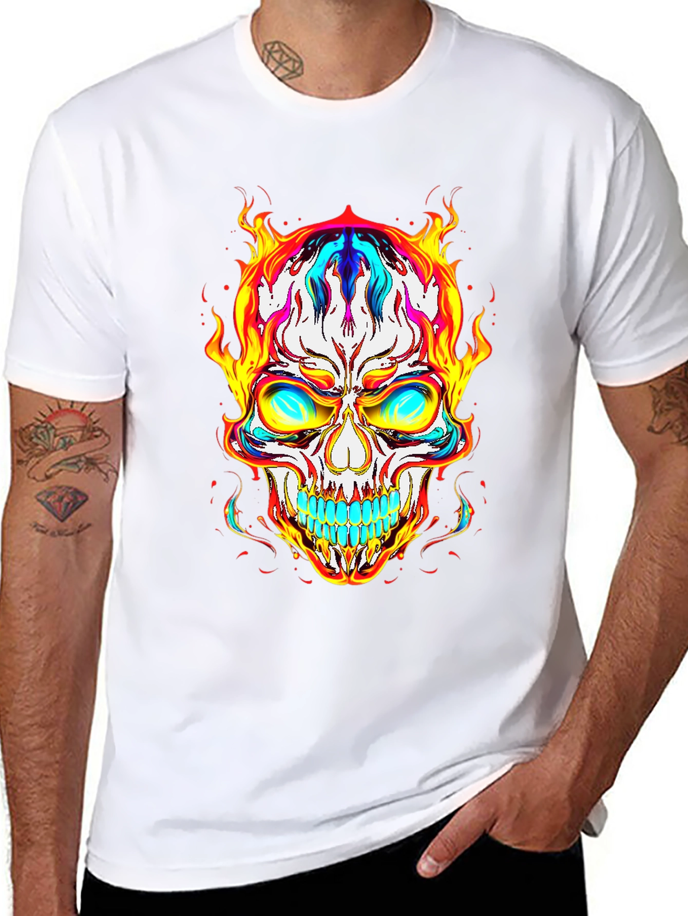 Fiery Skull Graphic Tee - Bold & Edgy Style