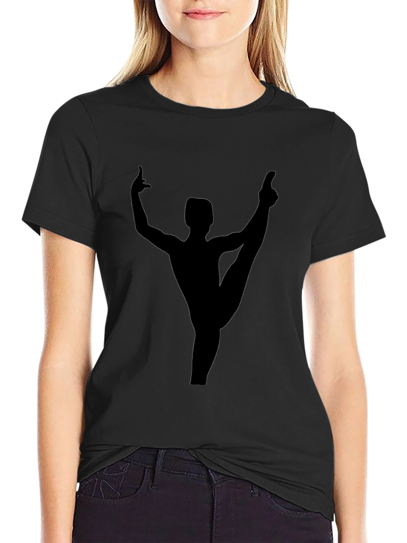 Gymnast Silhouette Black T-Shirt - Athletic Style