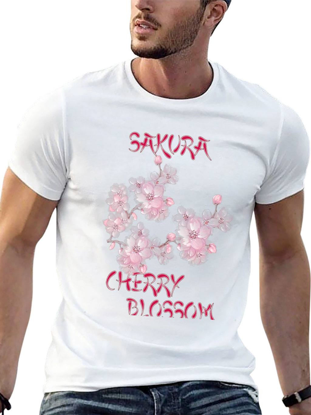 Sakura Cherry Blossom Graphic Tee - Black Cotton