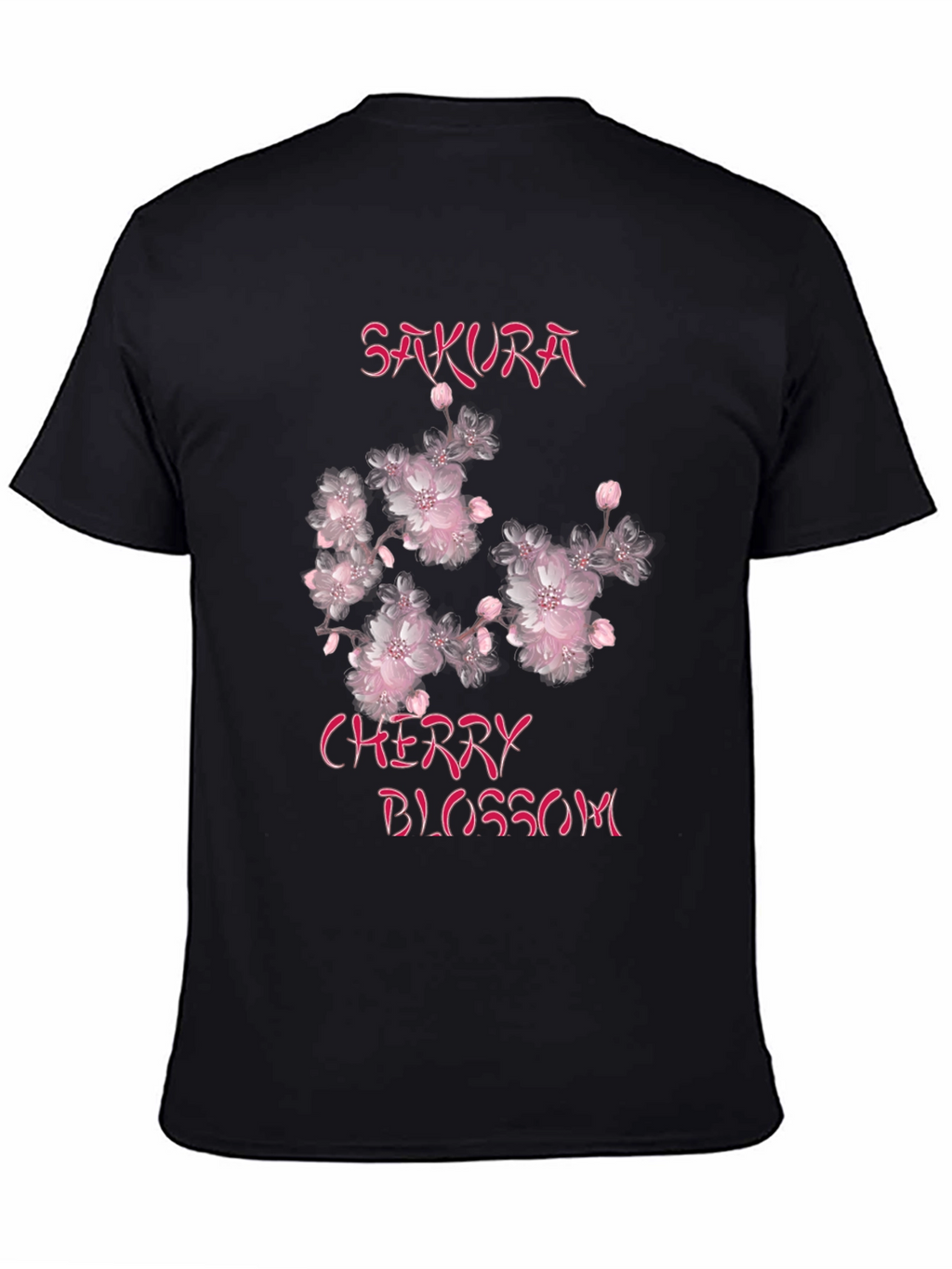 Sakura Cherry Blossom Graphic Tee - Black Cotton