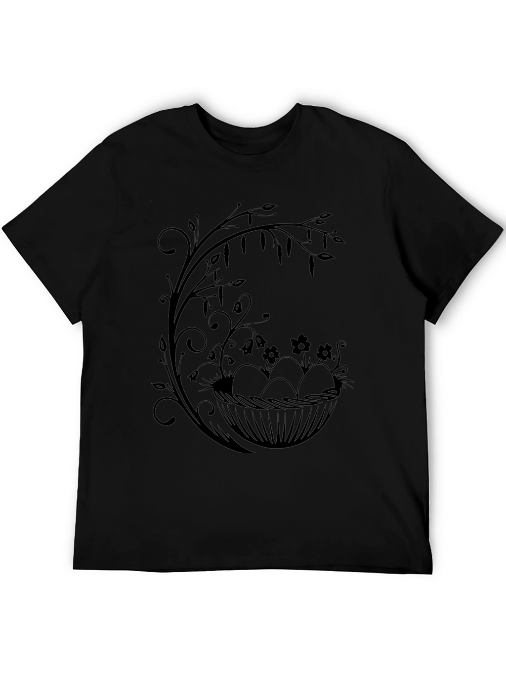 Floral Easter Egg Nest Graphic Tee - Black