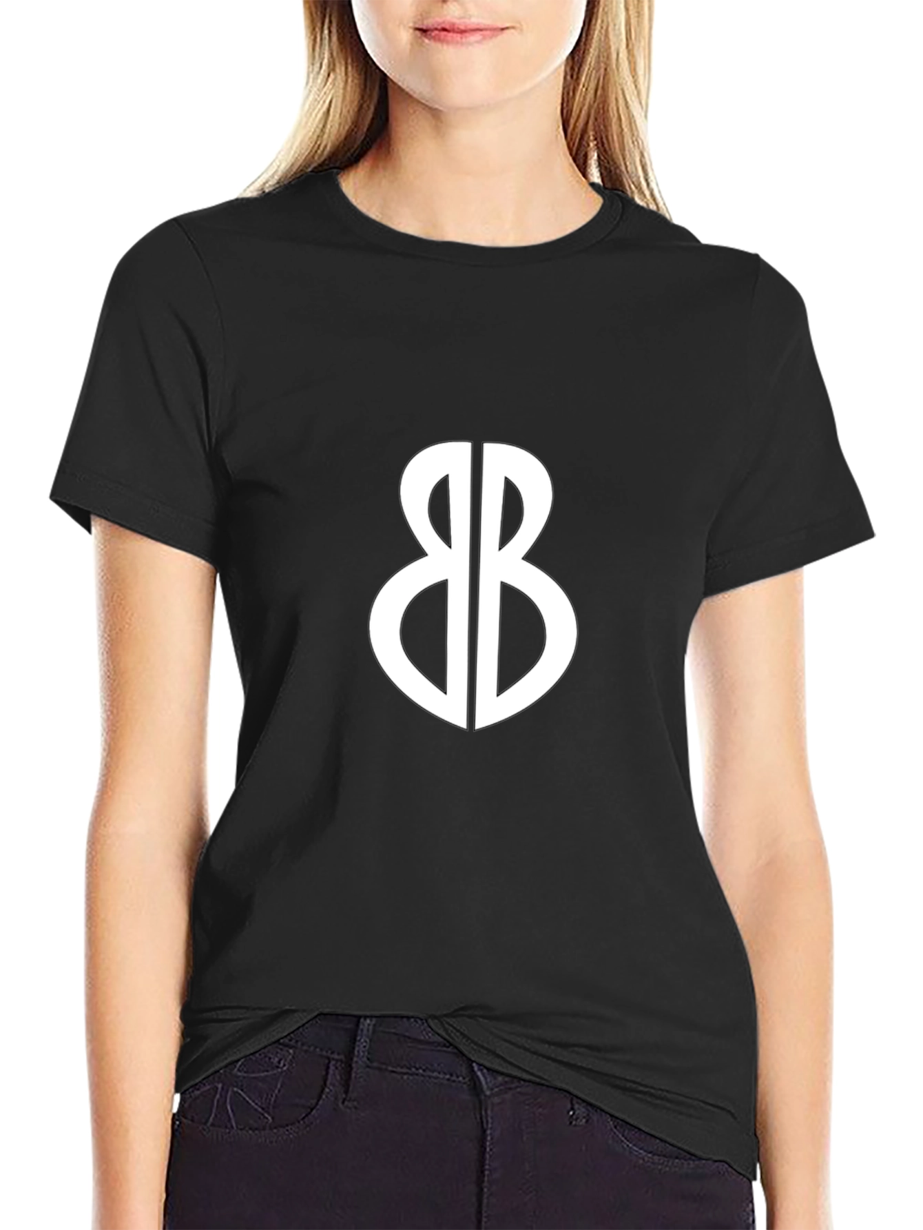 Mens Black T-Shirt with Unique White Graphic