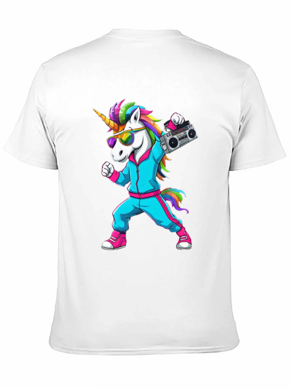 Retro Unicorn Boombox T-Shirt - Black