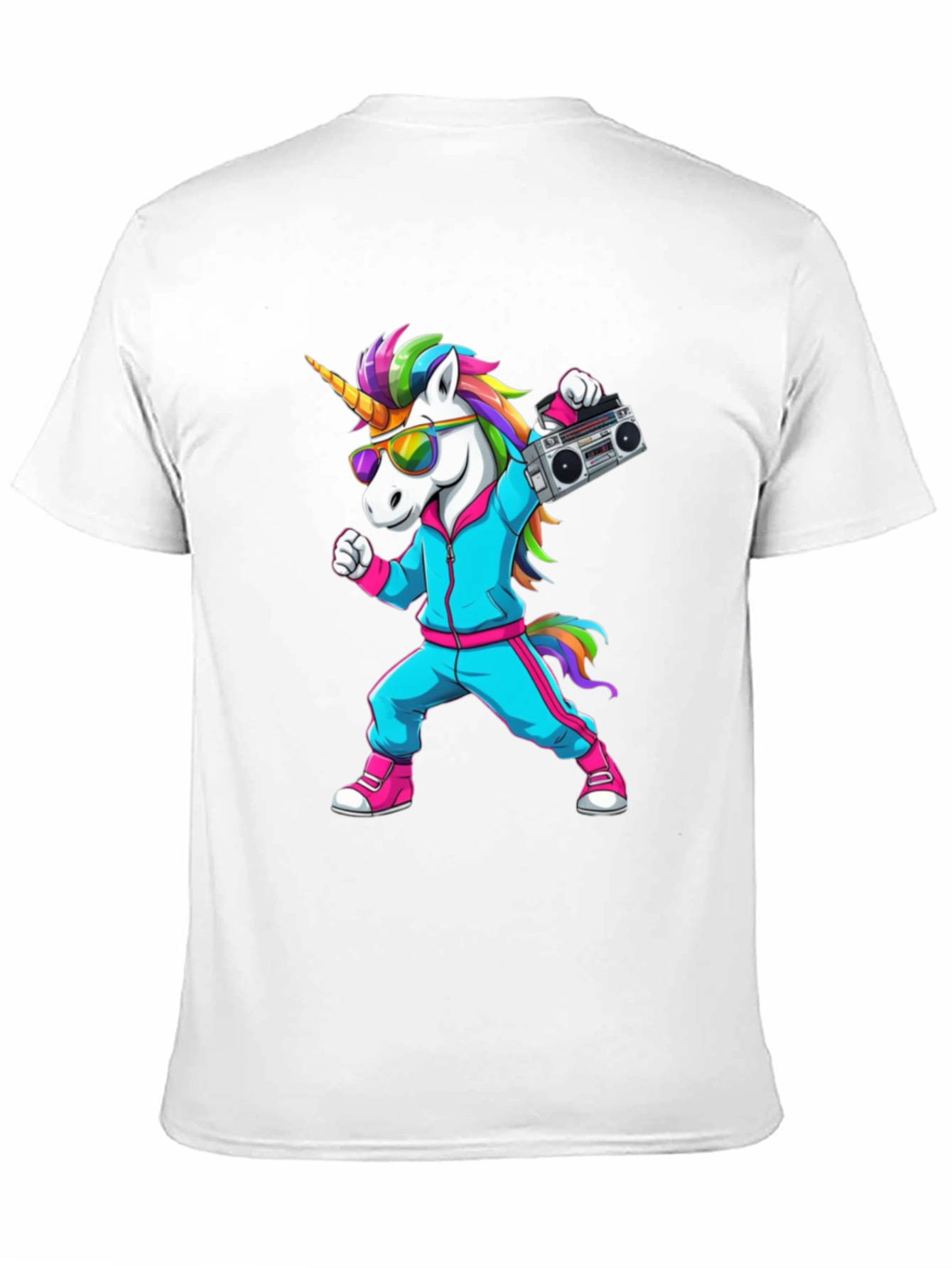 Retro Unicorn Boombox T-Shirt - Black