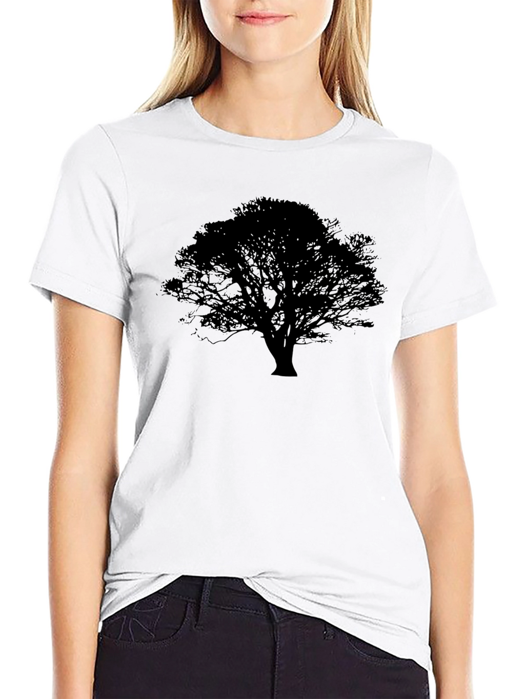 Tree Silhouette Graphic Black Tee - Nature Inspired
