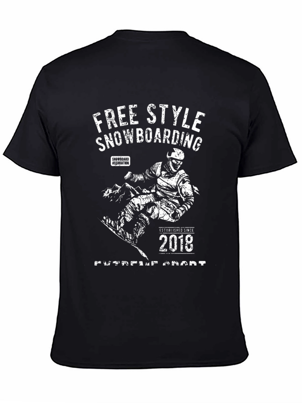 Free Style Snowboarding T-Shirt Black Cotton