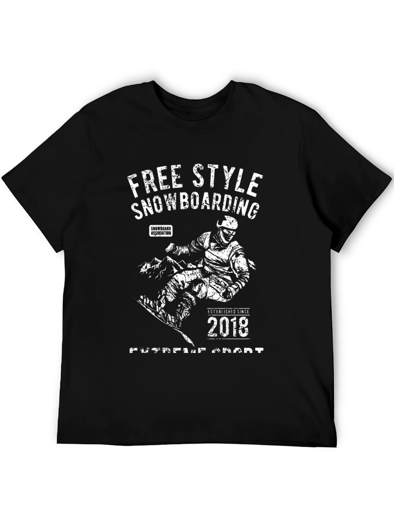 Free Style Snowboarding T-Shirt Black Cotton