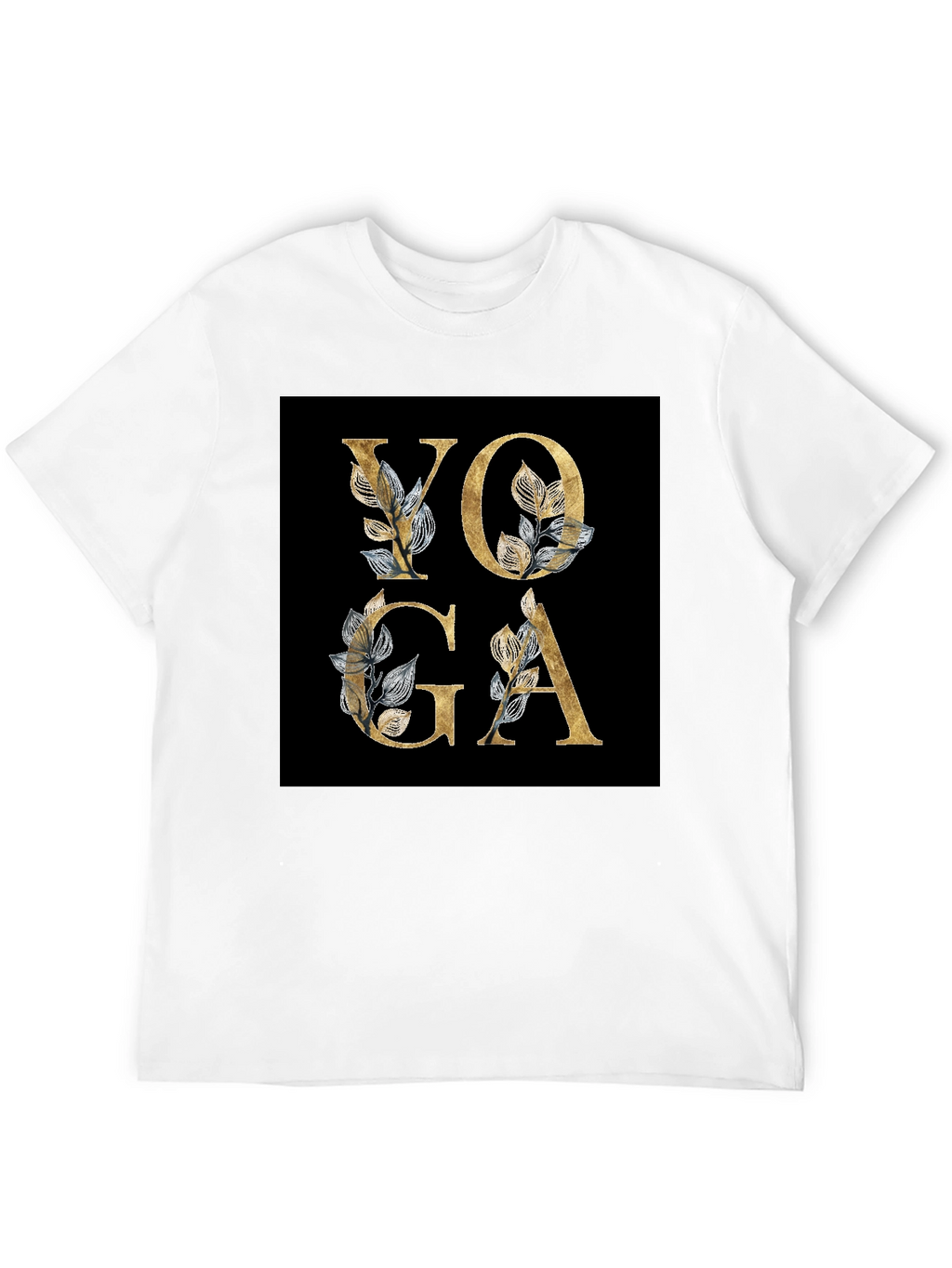 Yoga Floral Design Black T-Shirt