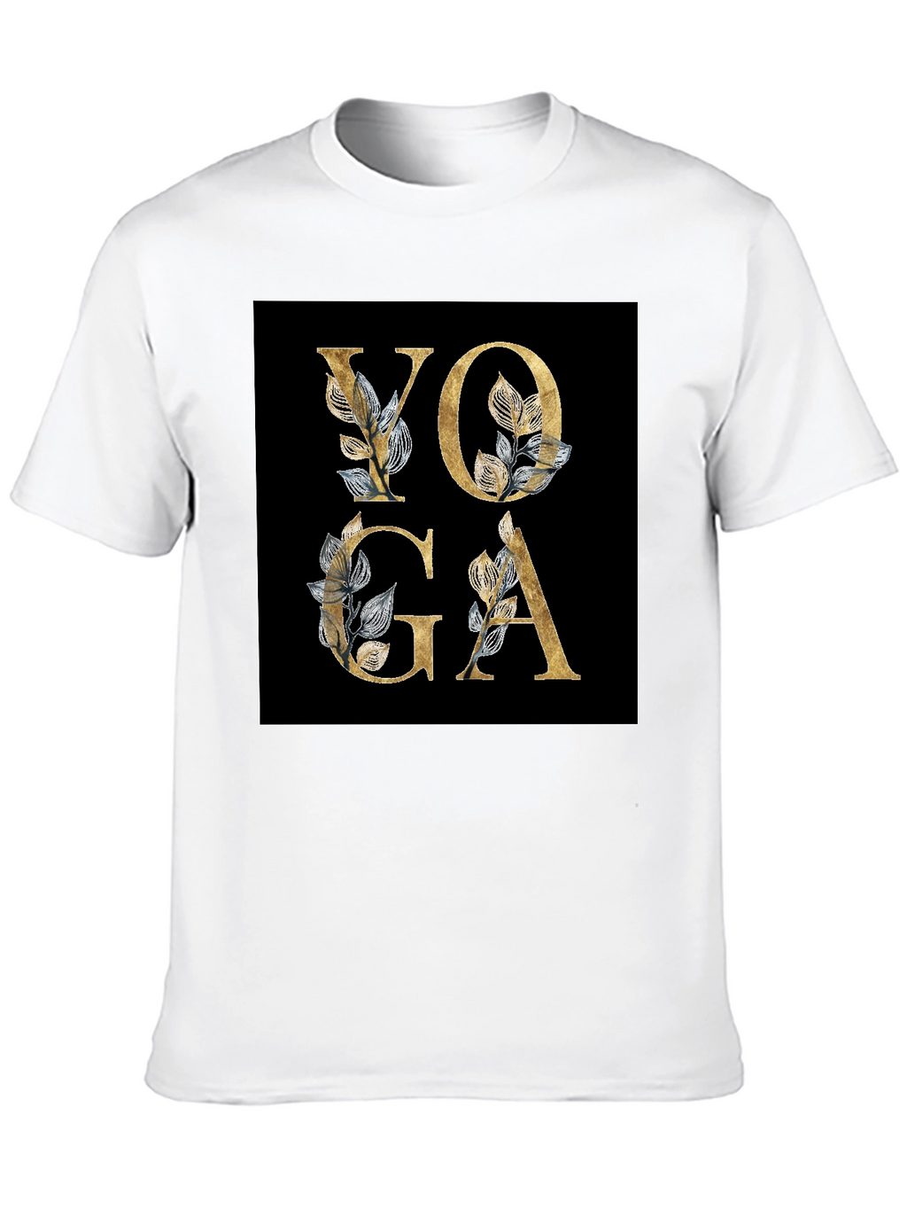 Yoga Floral Design Black T-Shirt
