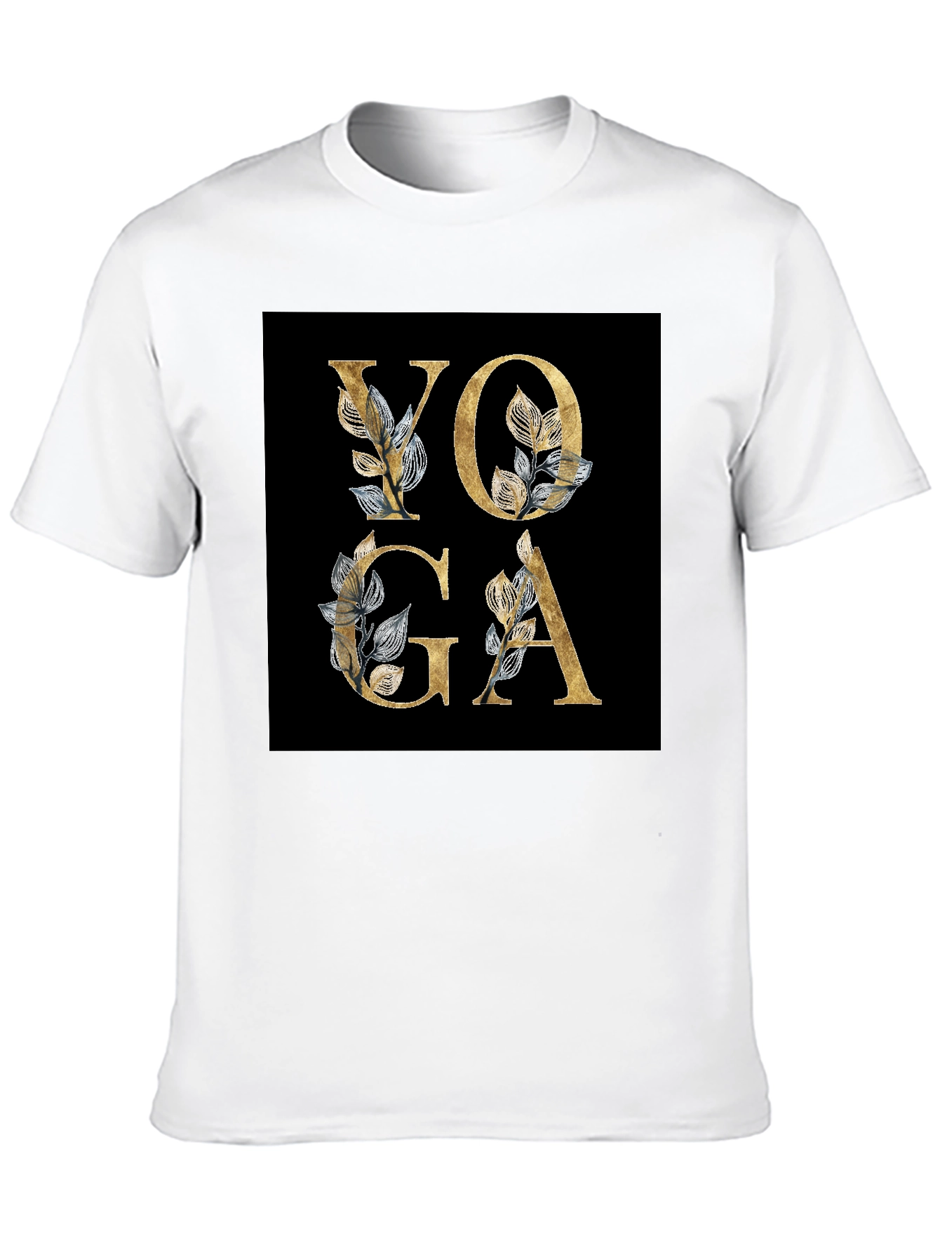 Yoga Floral Design Black T-Shirt