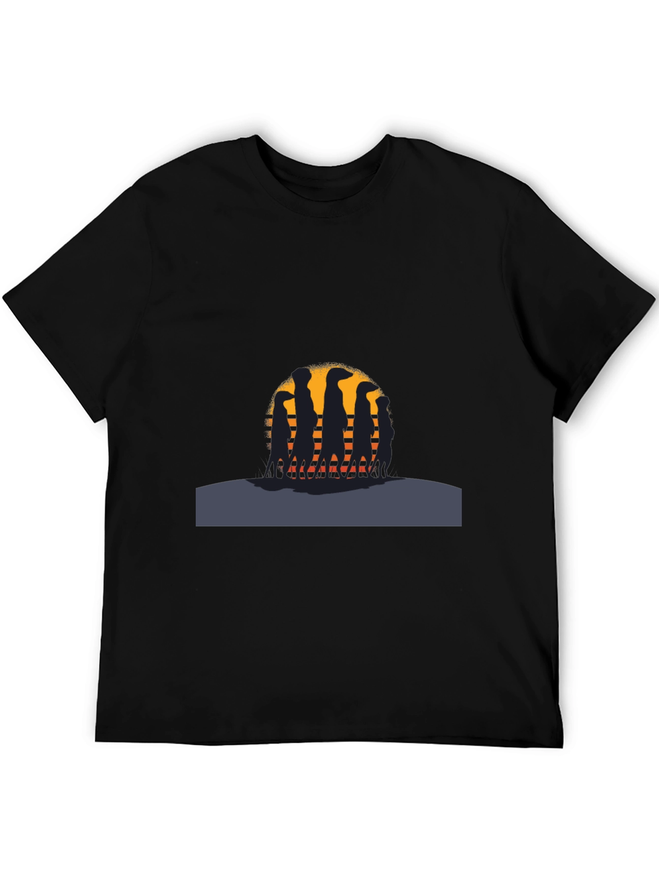 Meerkat Sunset Silhouette Black T-Shirt