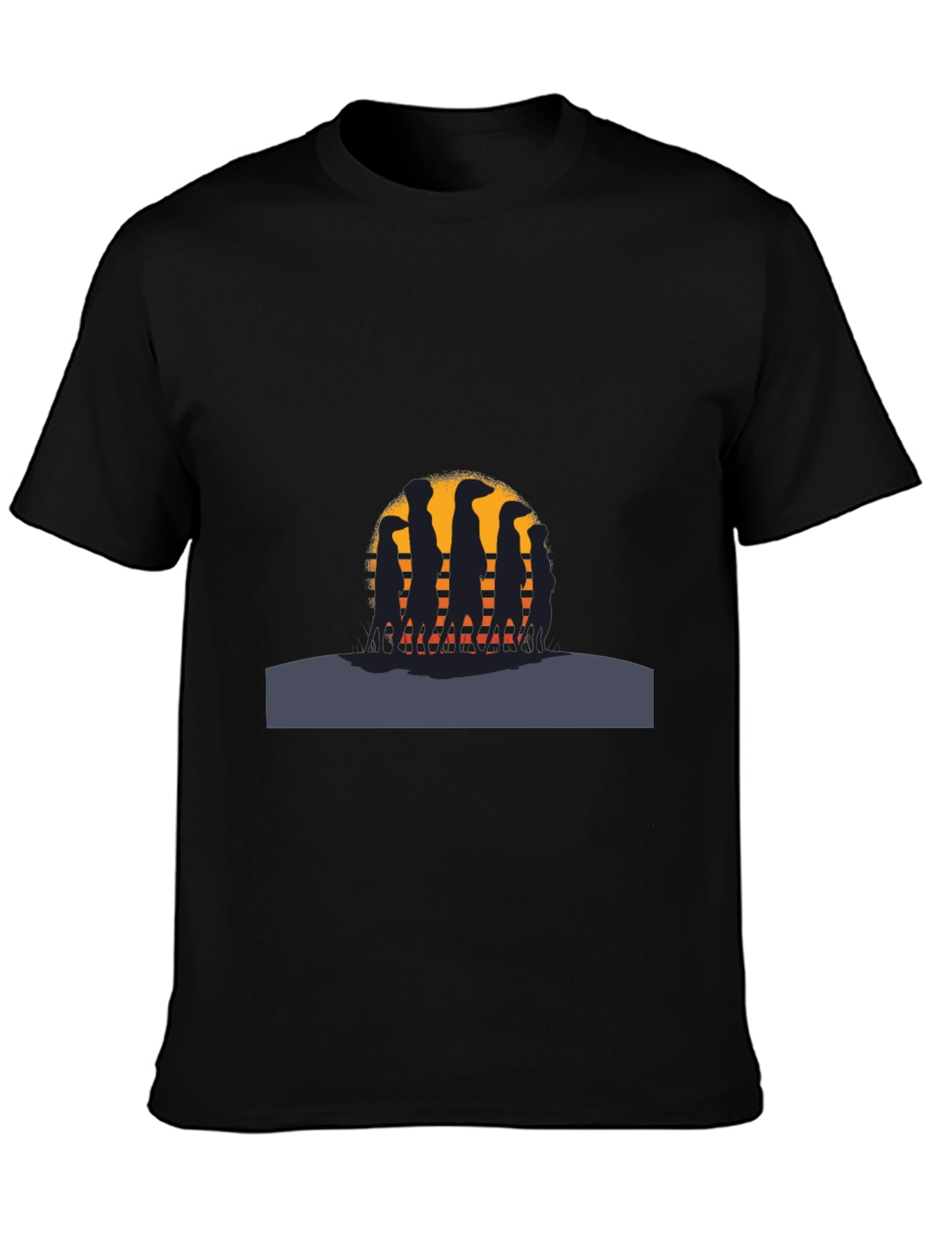 Meerkat Sunset Silhouette Black T-Shirt