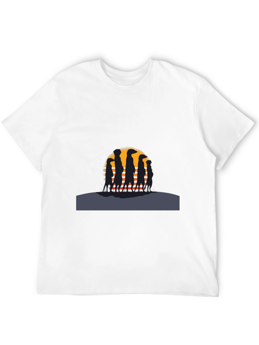 Meerkat Sunset Silhouette Black T-Shirt