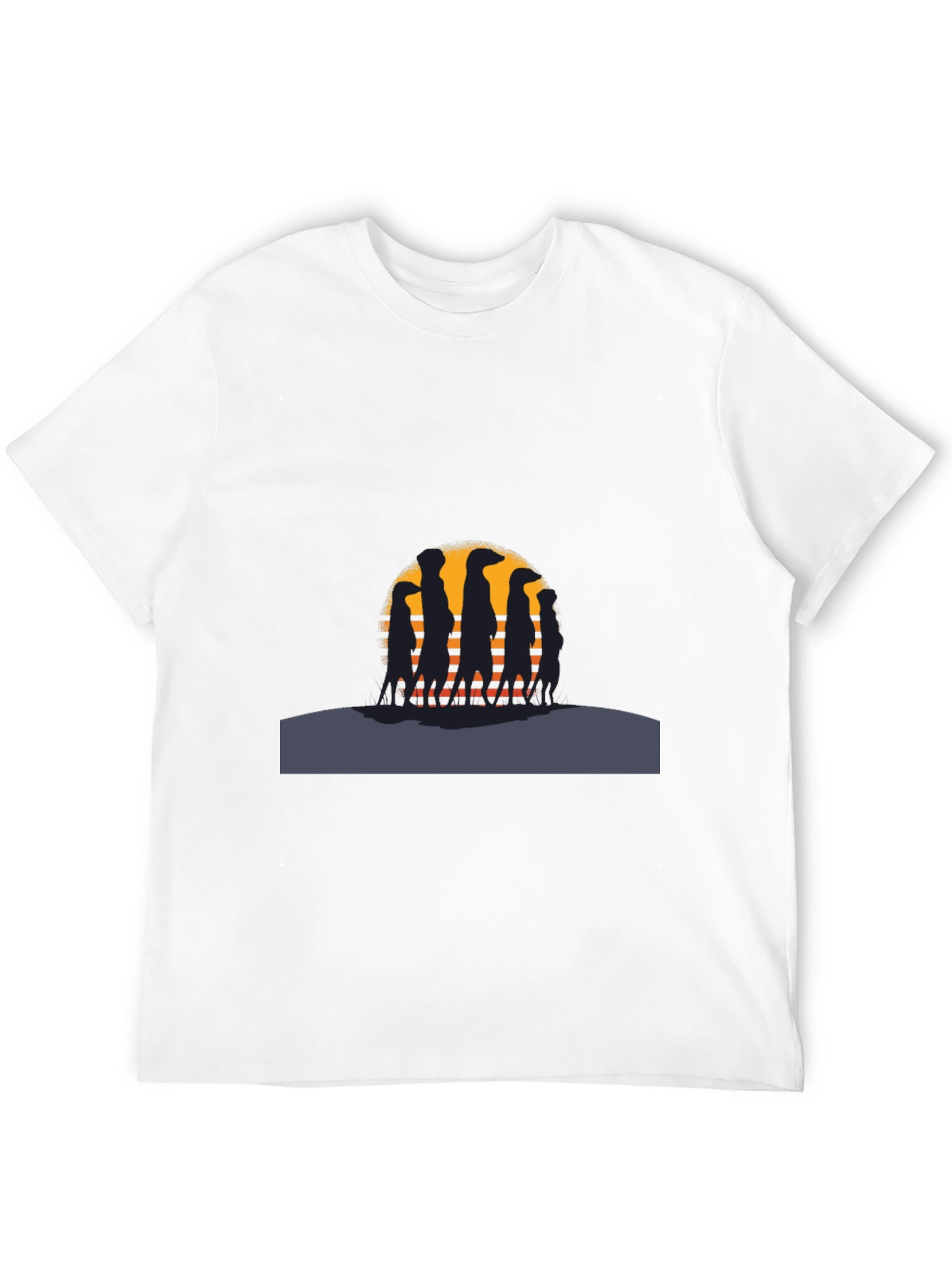 Meerkat Sunset Silhouette Black T-Shirt